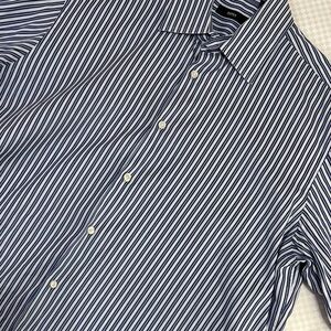 Boss Navy and White Striped Dress Shirt